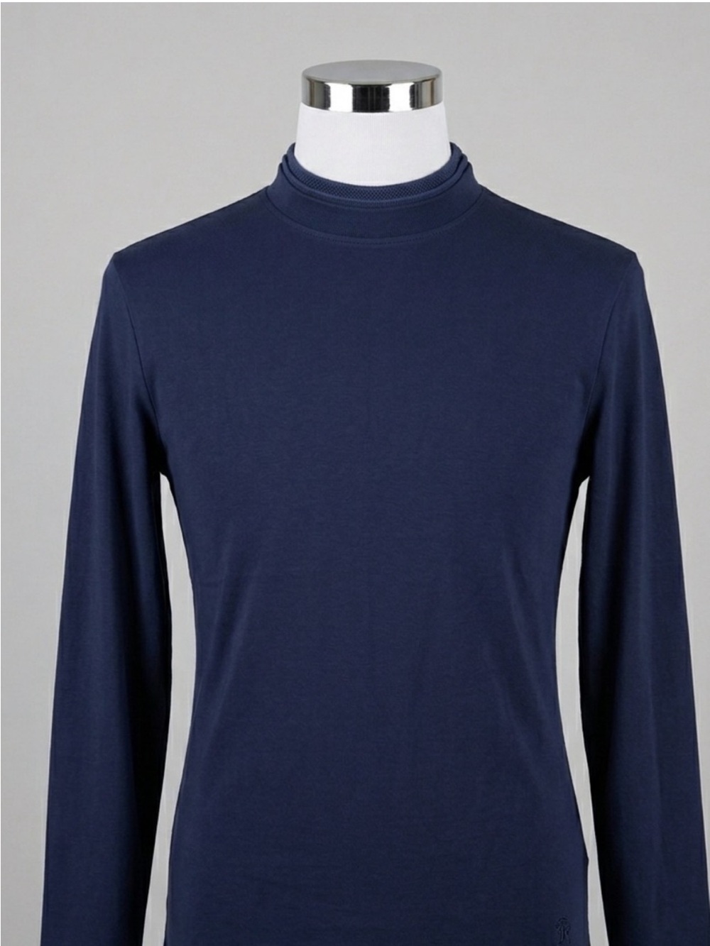 Hart Schaffner Marx Navy Blue Long Sleeve Mock Neck Shirt - Medium